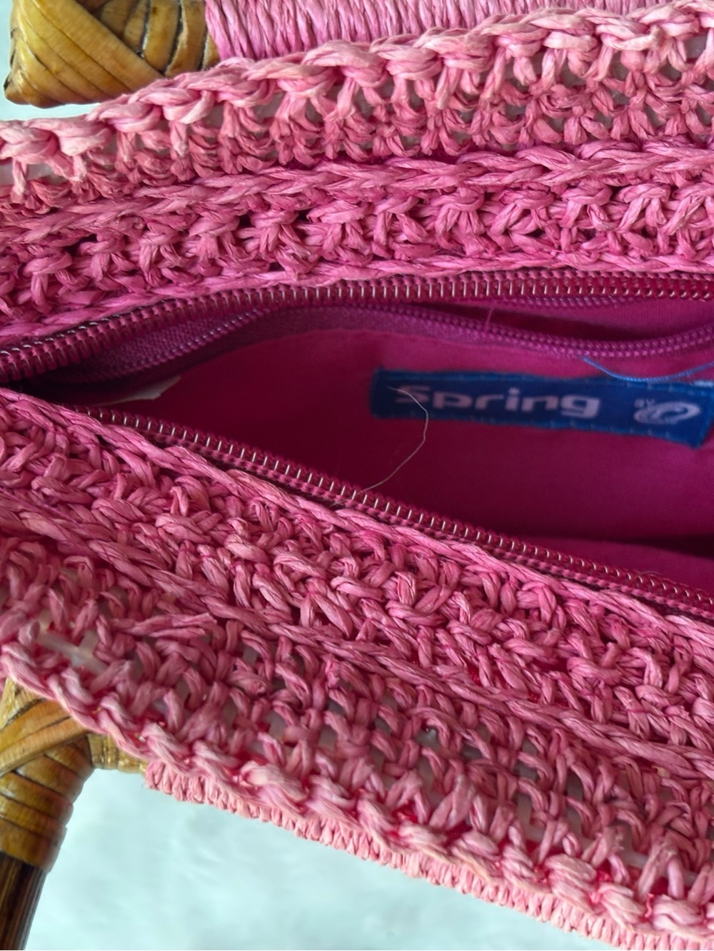 Call It Spring Pink Woven Raffia Top-Handle Bag - Picture 10 of 11